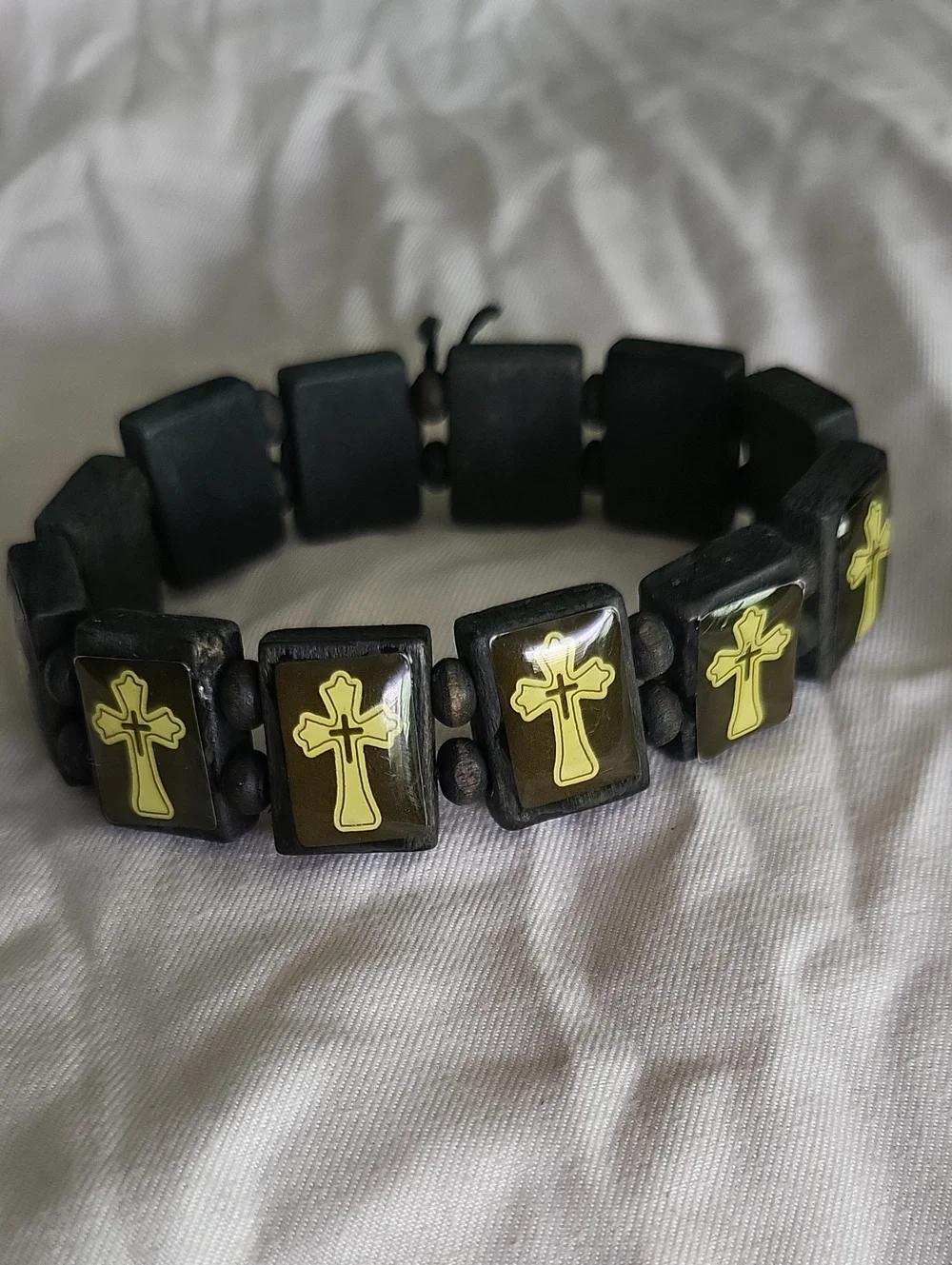 Stretch Bracelet with Yellow Cross Accents